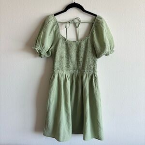 Altar'd State Green Babydoll Light Green Smocked Dress Spring Summer Girly S